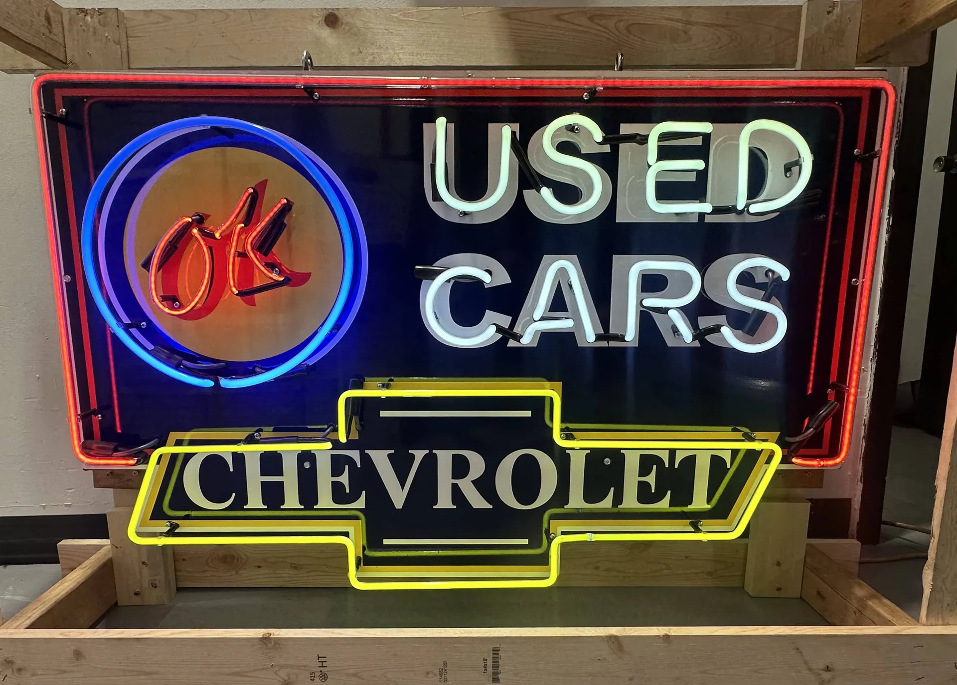 ok used cars chevy 60s 時計　看板　インパラ ベルエア Chevrolet OK Used Cars Neon Sign | Hemmings
